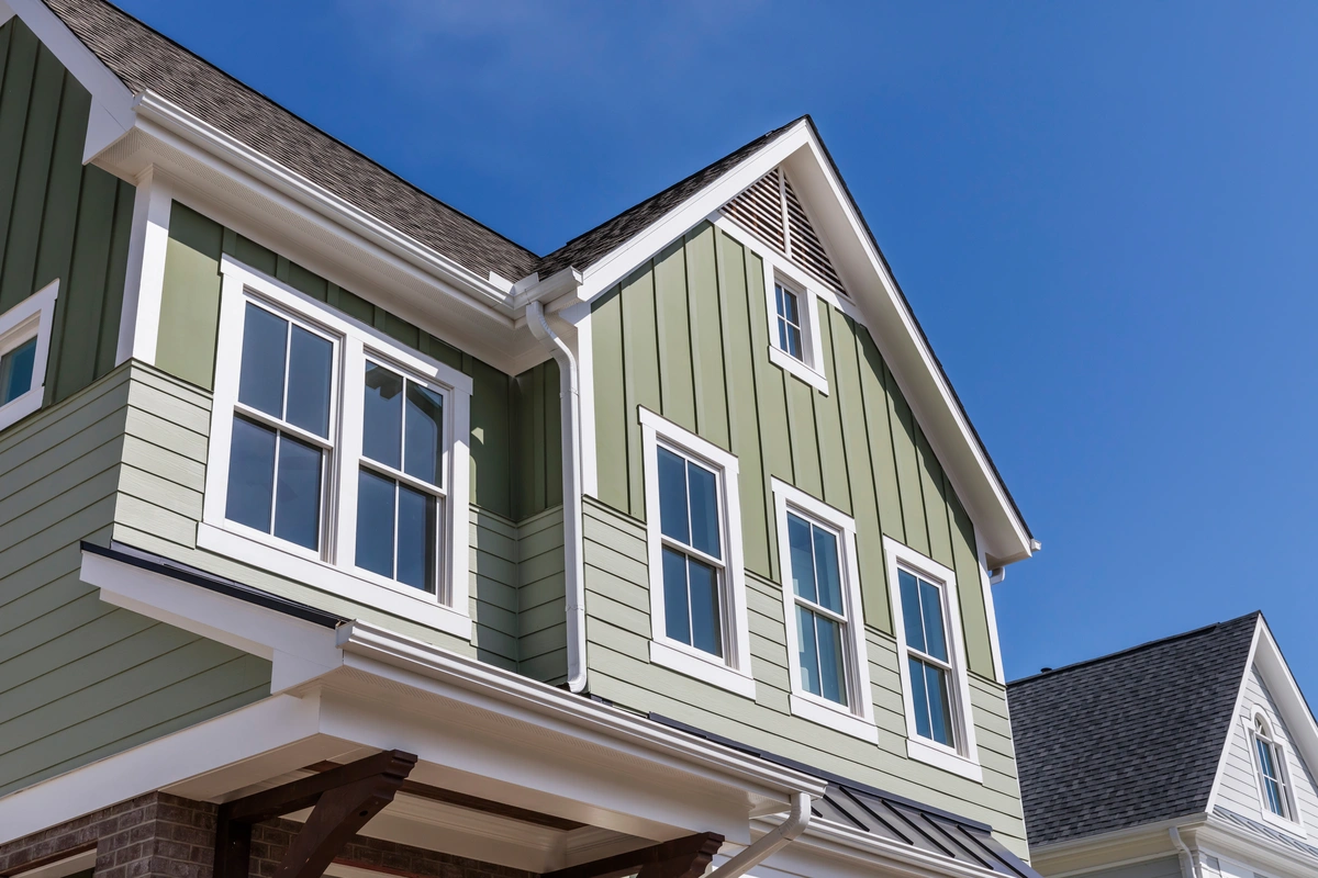 top of the house view with green siding