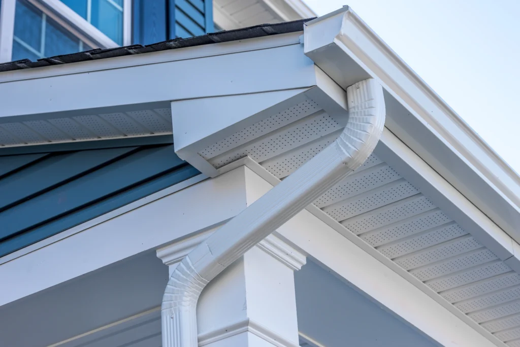 white gutters on a portland home