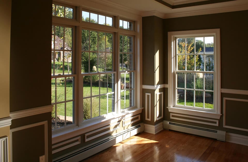 window sash-interior view of windows with white trim and sash
