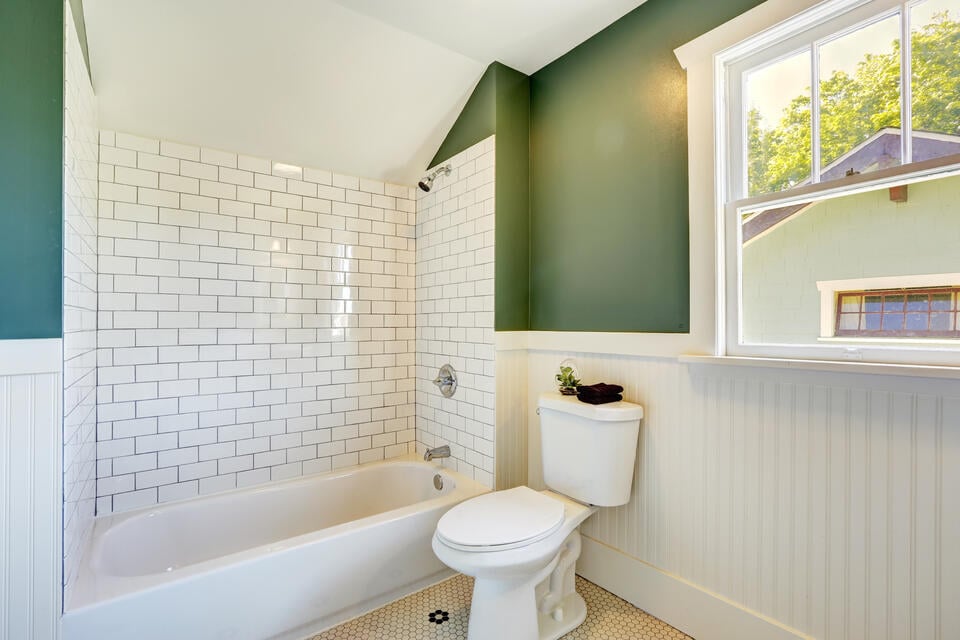 window trim ideas-bathroom with white window trim