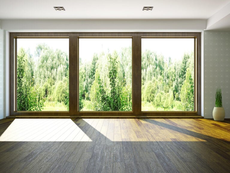 modern windows-floor to ceiling windows with natural wood trim