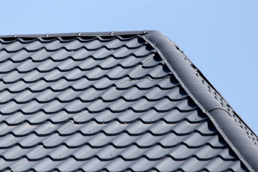 black tile metal roof angle