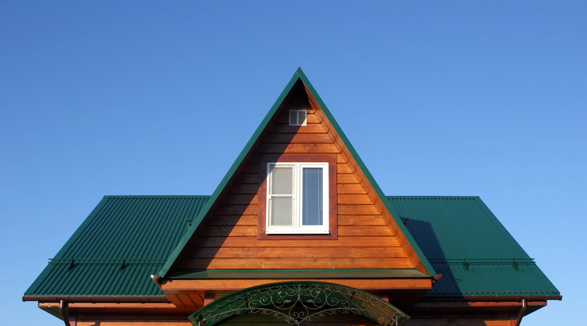 green metal roof attic