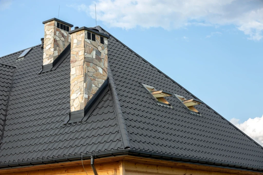 metal roof two skylights
