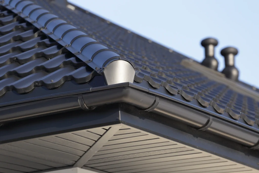 modern black metal roof corner
