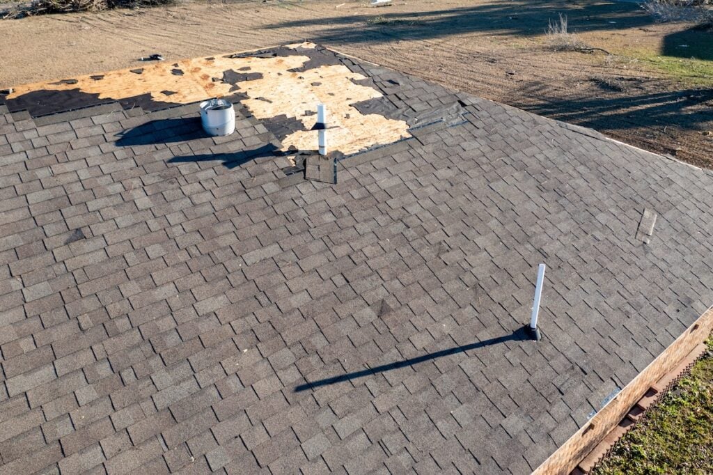 Damage to roof shingles