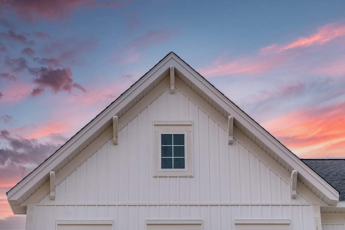 Gable roof with vertical siding