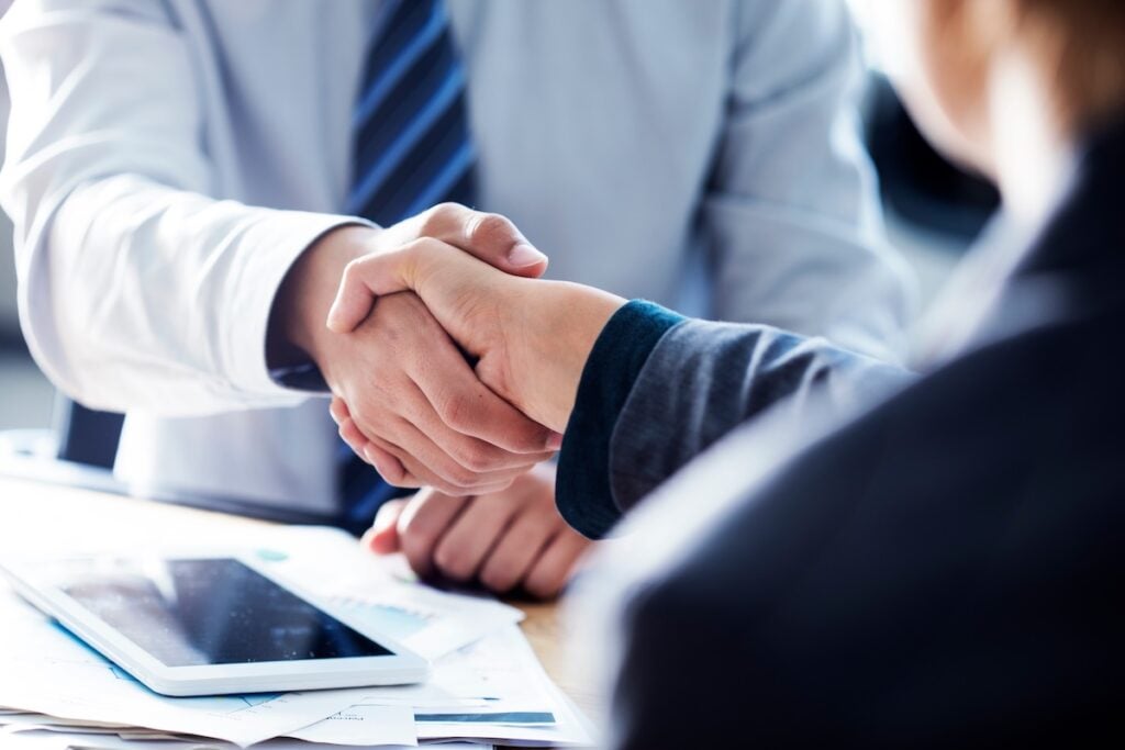 Business handshake tie