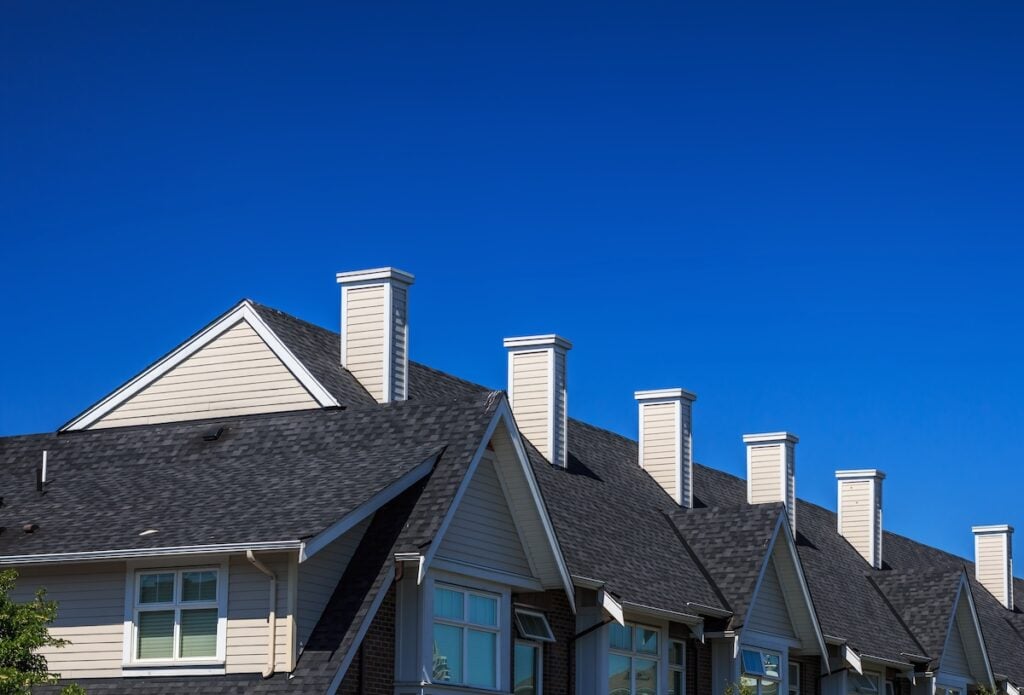 Modern residential building against blue sky