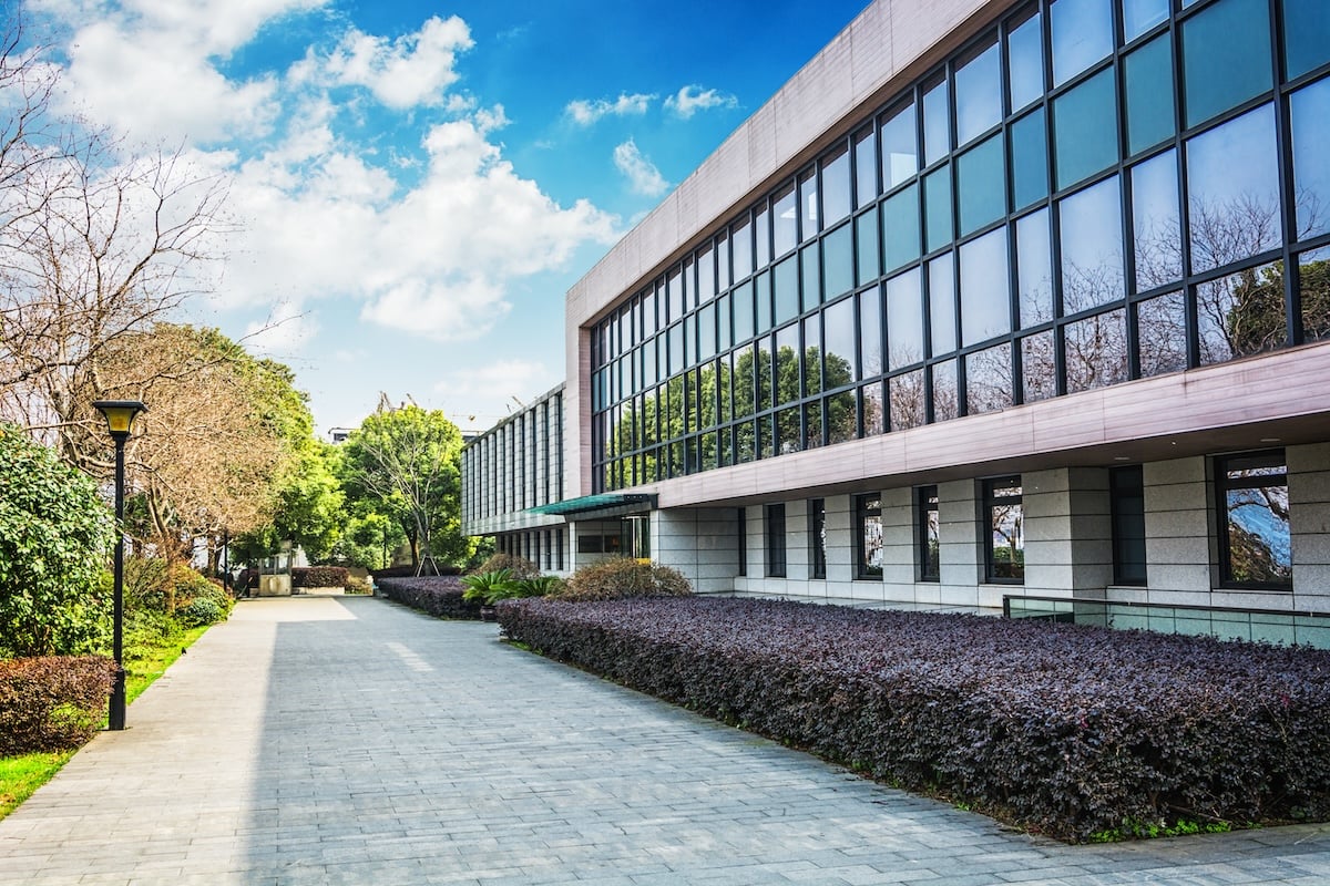 entrance of modern office building