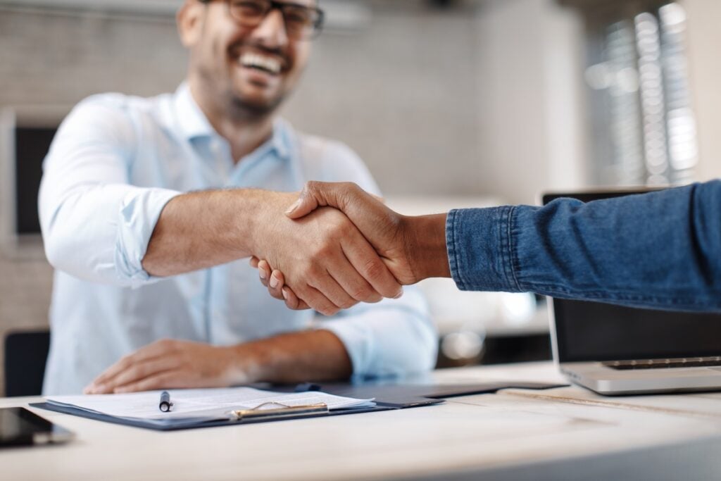 Close up of handshake