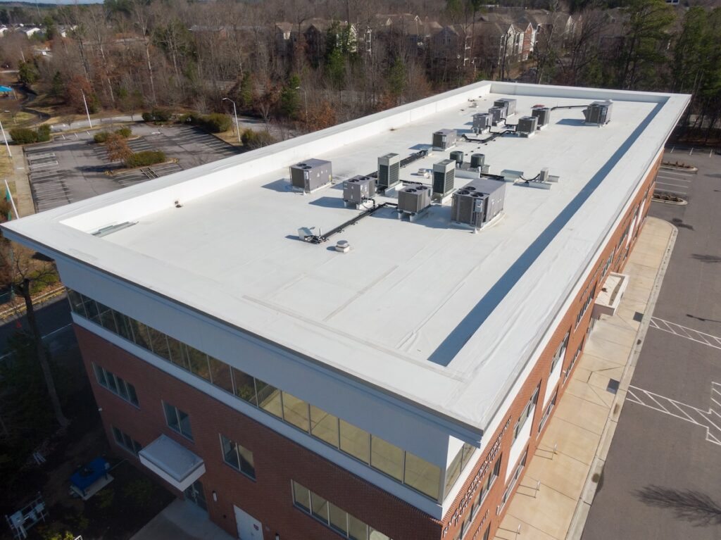Drone Photos of TPO Commercial & Residential Roofing